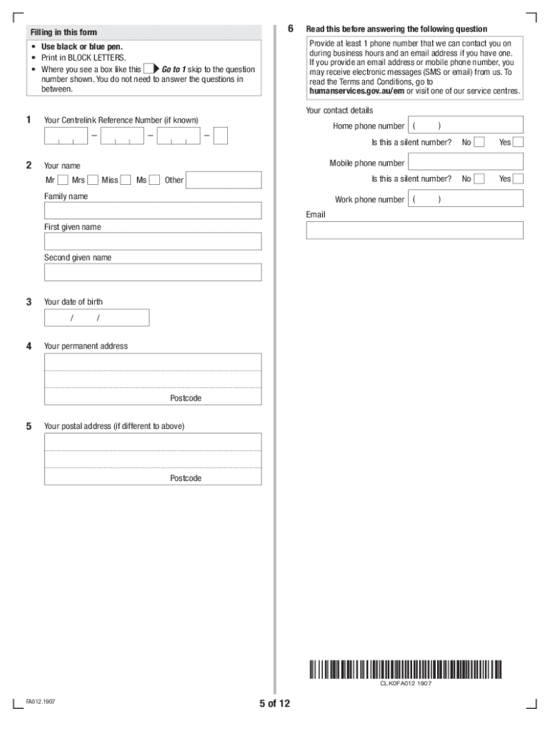  Centrelink Proof of Care Arrangements 2019